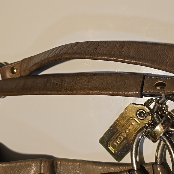 Coach Gray Leather Shoulder Bag with Chain Detail - Picture 5 of 11